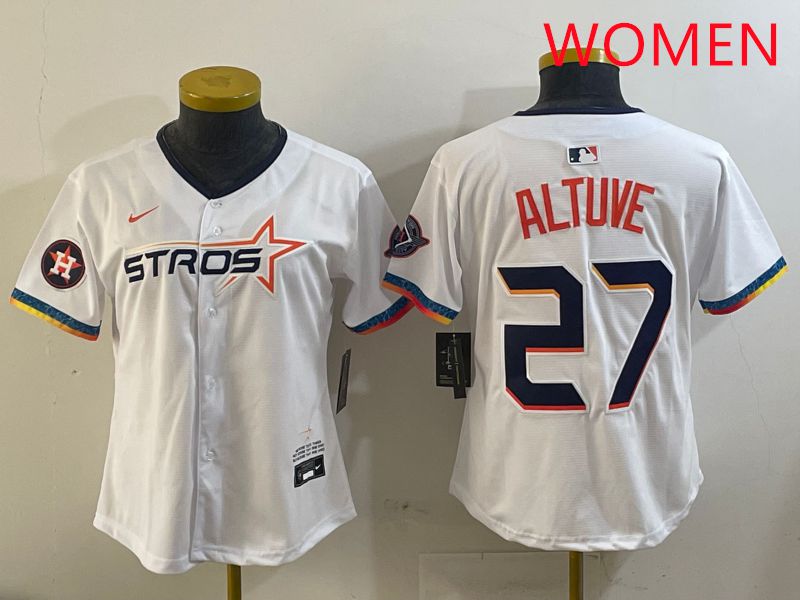 Women Houston Astros 27 Altuve White Fourth generation Joint Name 2025 Nike MLB Jersey style 5
